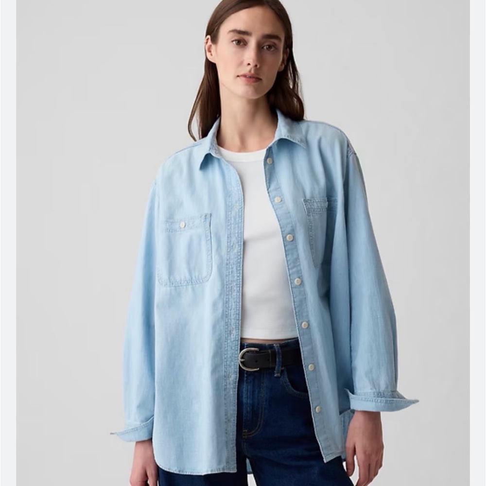 GAP Chambray Denim Big Shirt Sz XS